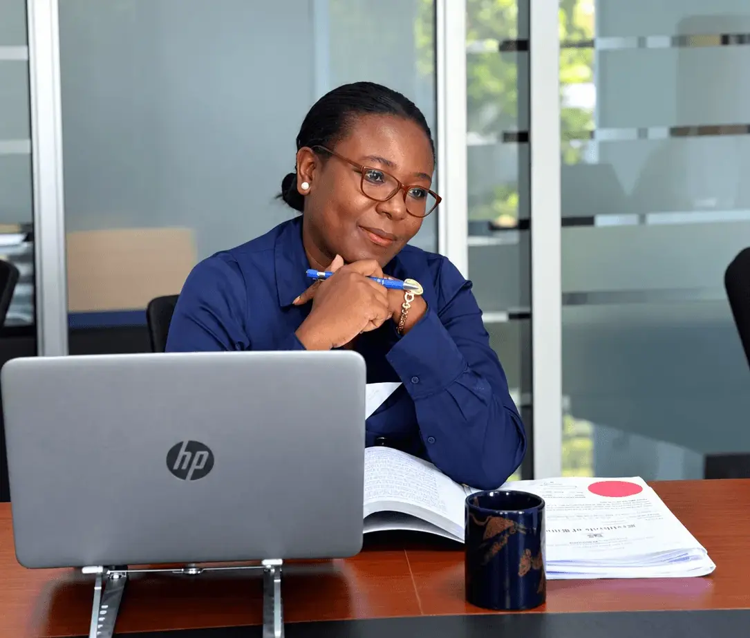 Adoyo J, advocate, at work in her office